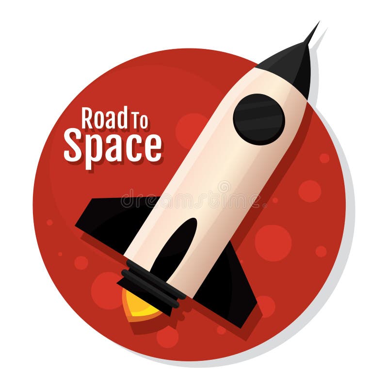 Isoliertes Red Logo des Weltraumraketeschwarzen stock abbildung