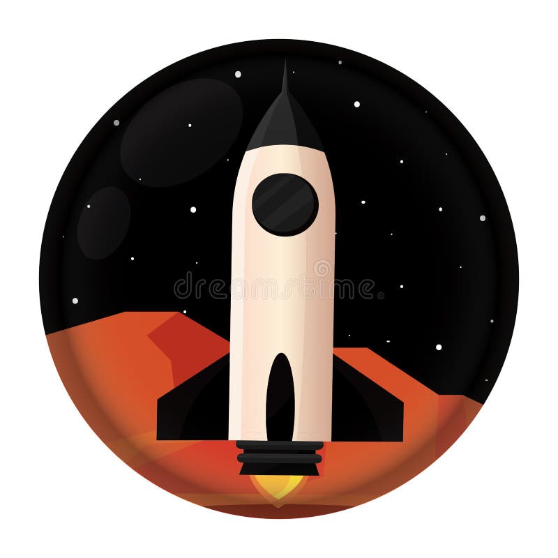 Isoliertes Weltraumraketeschwarzlogo lizenzfreie abbildung