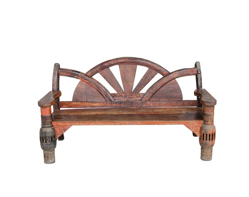 Isolted wooden long chair royalty free stock photo