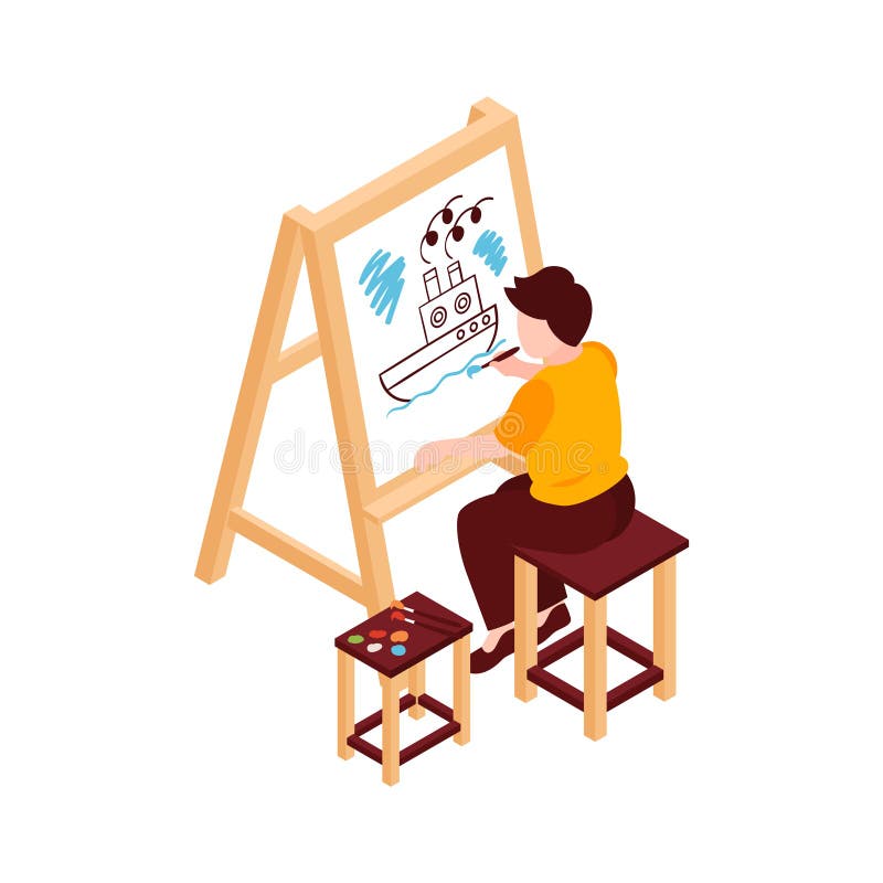 Isometric Art Lesson Illustration Stock Illustration Illustration of