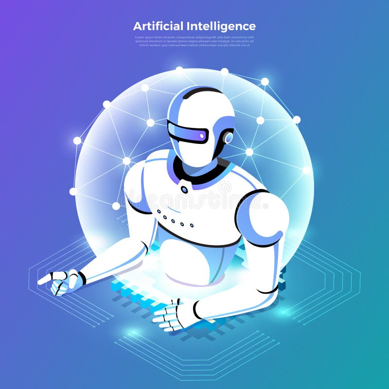 Isometric artificial intelligence AI vector illustration Isometric artificial intelligence AI vector illustration