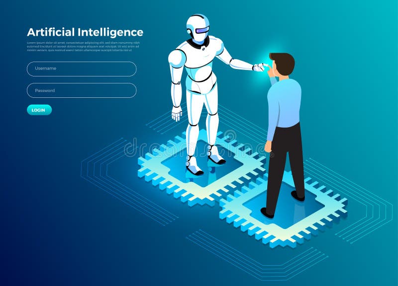 Isometric artificial intelligence AI stock illustration Isometric artificial intelligence AI stock illustration