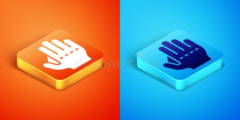 Isometric Baseball Glove Icon Isolated on Orange and Blue Background