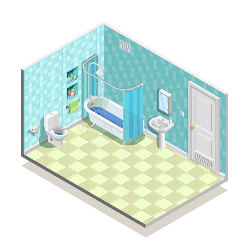 Isometric Bath Room Composition