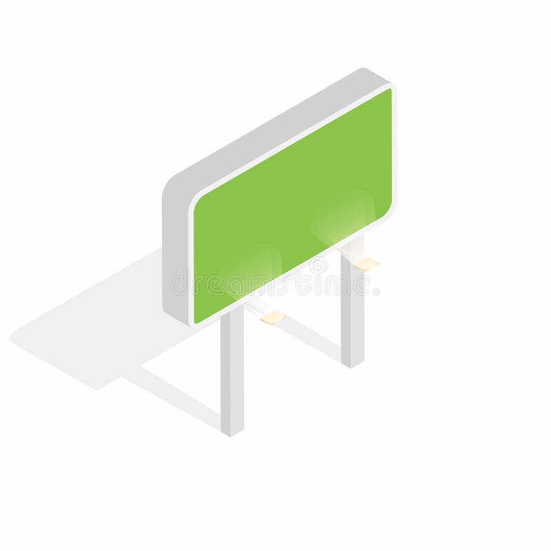 Isometric billboard with lights isolated on white background. Blank billboard, advertising concept stock illustration