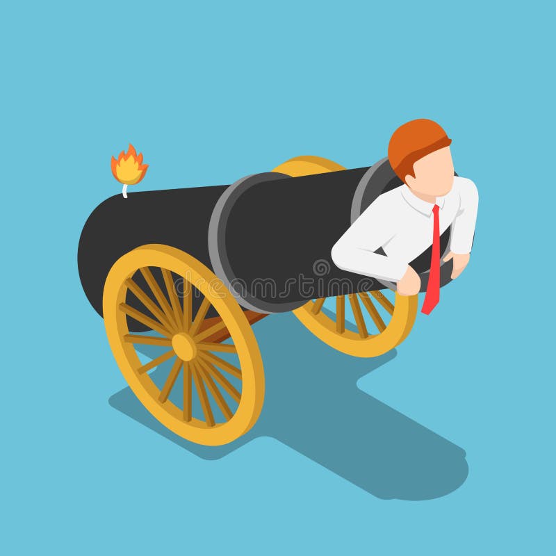 Isometric biznesmen jest w dziele i przygotowywa zaczynać royalty ilustracja