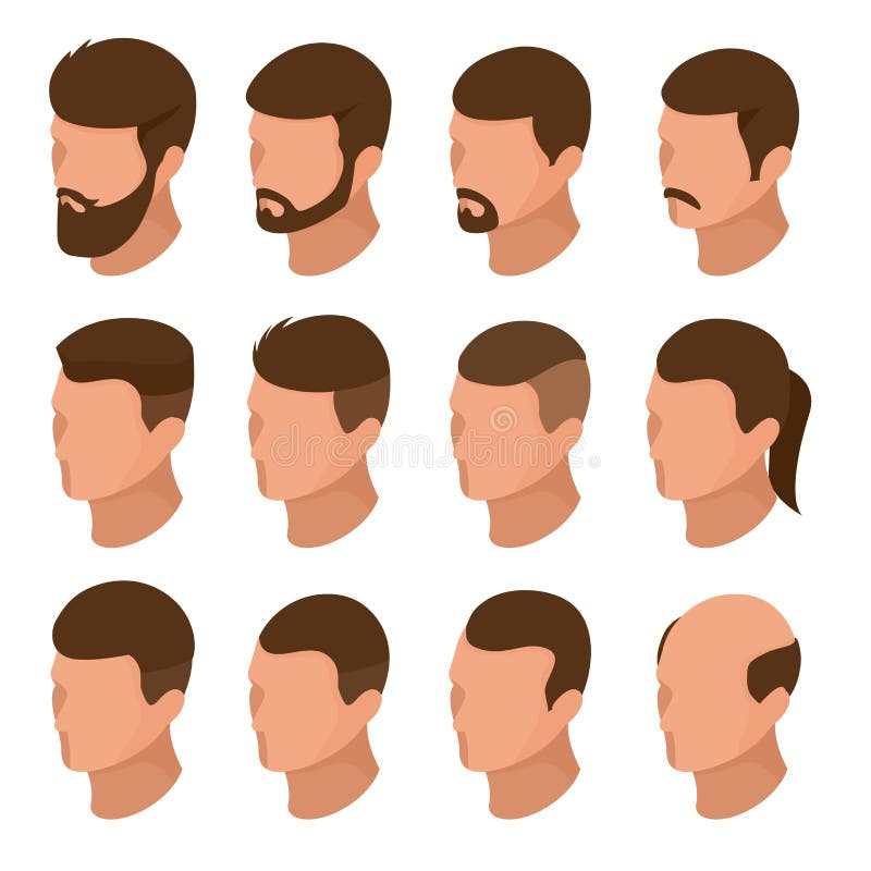 Men Hairstyles Avatars. Different Styles Male Portraits, Blondes, Brunettes  and Brown Haired Characters, Long and Short Stock Vector - Illustration of  haircut, hipster: 246044108