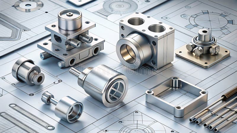 Isometric CAD Mockups Visualizing Technical Designs Prototypes for Engineering Product and Manufacturing Applications vector illustration