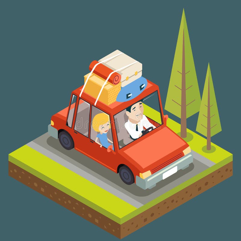 Isometric Car Trip Family Adult Road Concept Flat Design Icon Mountain Forest Background Vector Illustration vector illustration Isometric Car Trip Family Adult Road Concept Flat Design Icon Mountain Forest Background Vector Illustration vector illustration