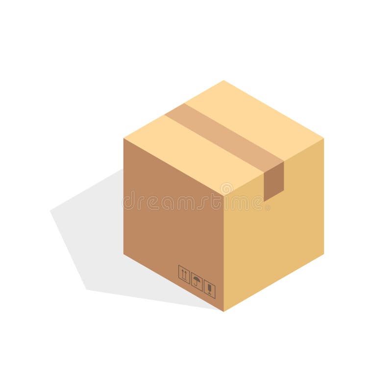 Isometric Cardboard Icon. Cartoon Package Box Illustration Stock  Illustration - Illustration of cargo, closed: 92714942