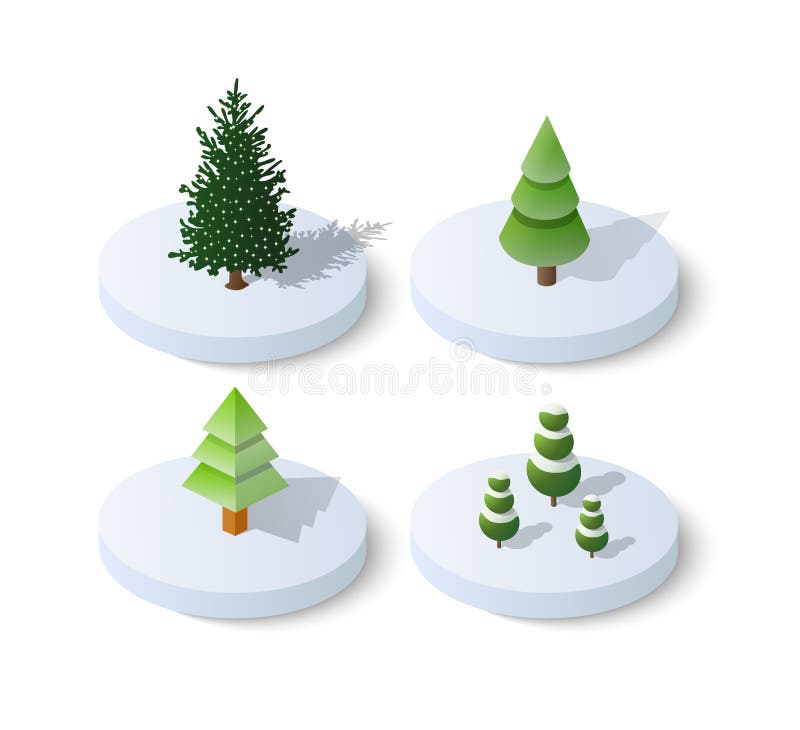 Isometric Christmas Tree Isolated on White Background. Isometric
