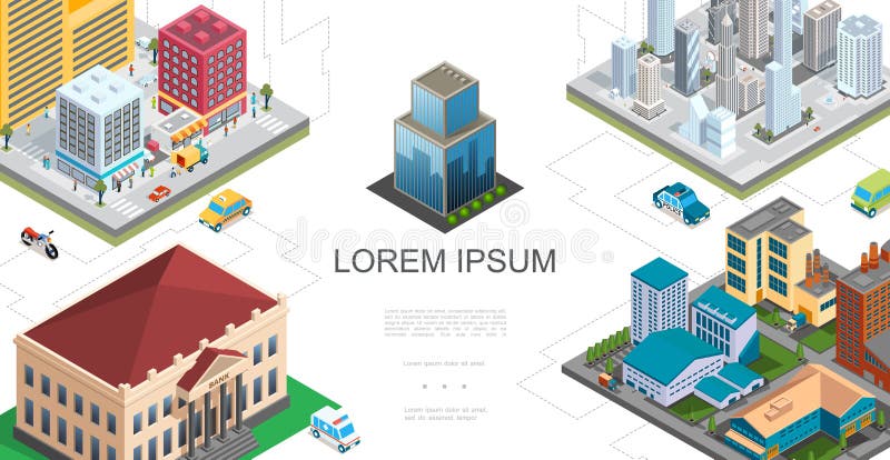 Isometric City Landscape Composition royalty free illustration Isometric City Landscape Composition royalty free illustration