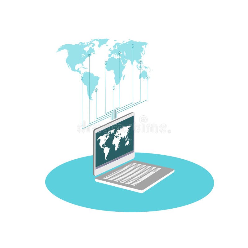 Isometric computer icon graphics data exchange royalty free illustration