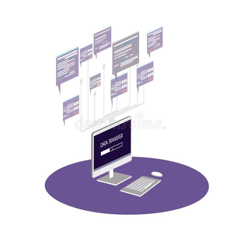 Isometric computer icon graphics data exchange royalty free illustration