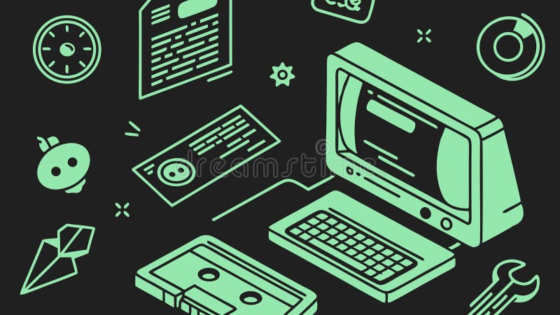 Isometric computer setup, desktop pc and office technology, workstation vector design Generative AI stock illustration