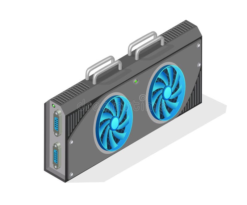 Isometric computer video card vector illustration