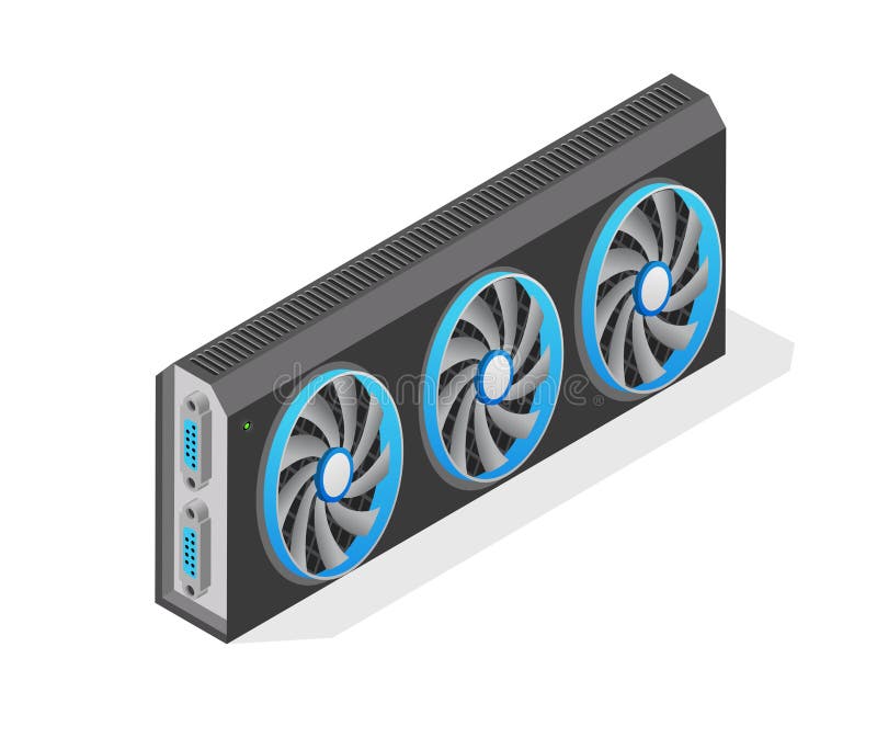Isometric computer video card vector illustration