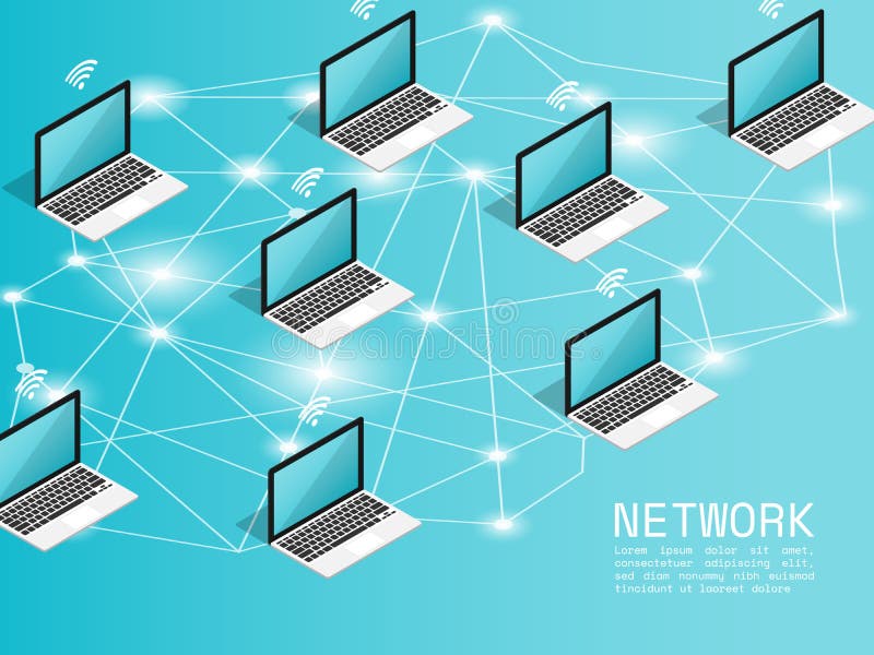 Isometric computer wireless network connect flat vector vector illustration