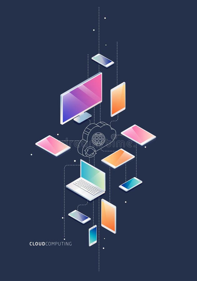 Isometric concept of cloud computing royalty free illustration Isometric concept of cloud computing royalty free illustration