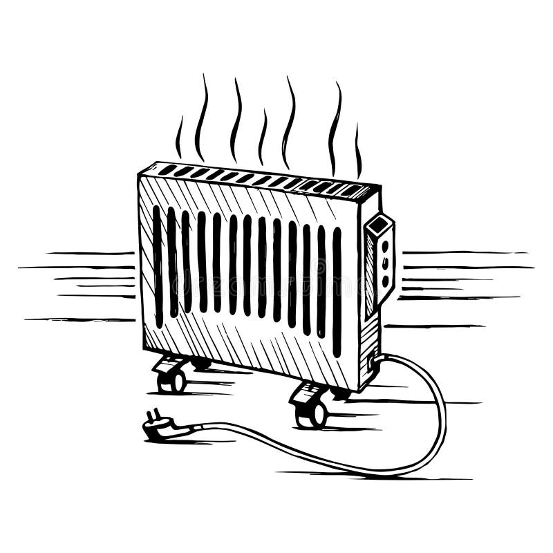 Isometric Convector Appliances Heater Sketch Vector Illustration Stock