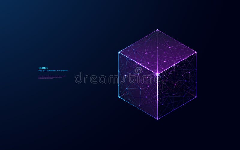 Isometric cube. Digital separate block on dark blue background. vector illustration