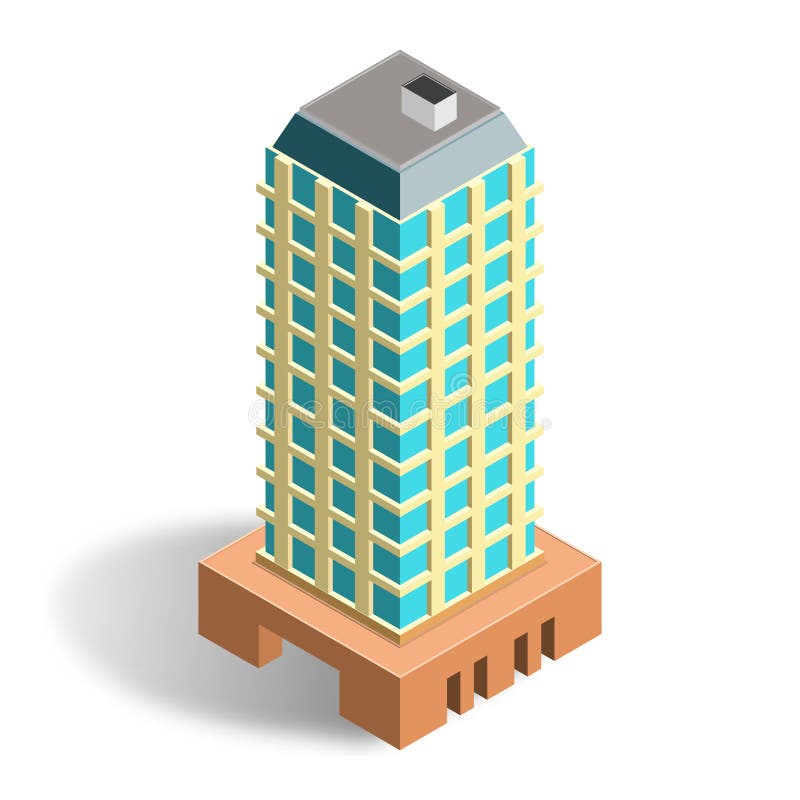 Download Isometric 3D Building Model. Stock Vector - Illustration of construction, design: 63954535