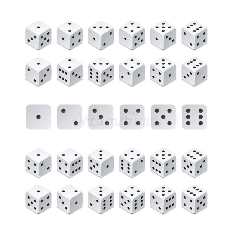 Isometric 3d dice combination. Vector game cubes isolated. Collection for gambling app and casino concept