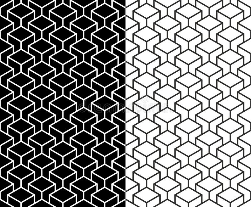 Isometric 3d line cube pattern background royalty free illustration