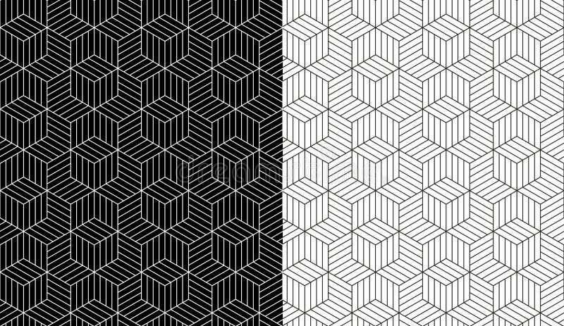 Isometric 3d line cube pattern background vector illustration
