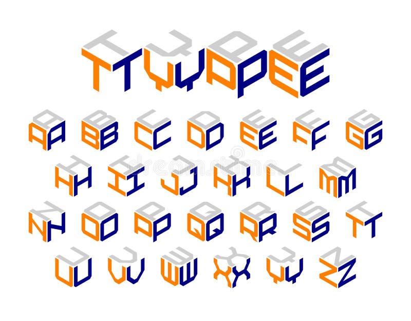 Isometric 3d Typeface Stock Vector Illustration Of Brick 92629502
