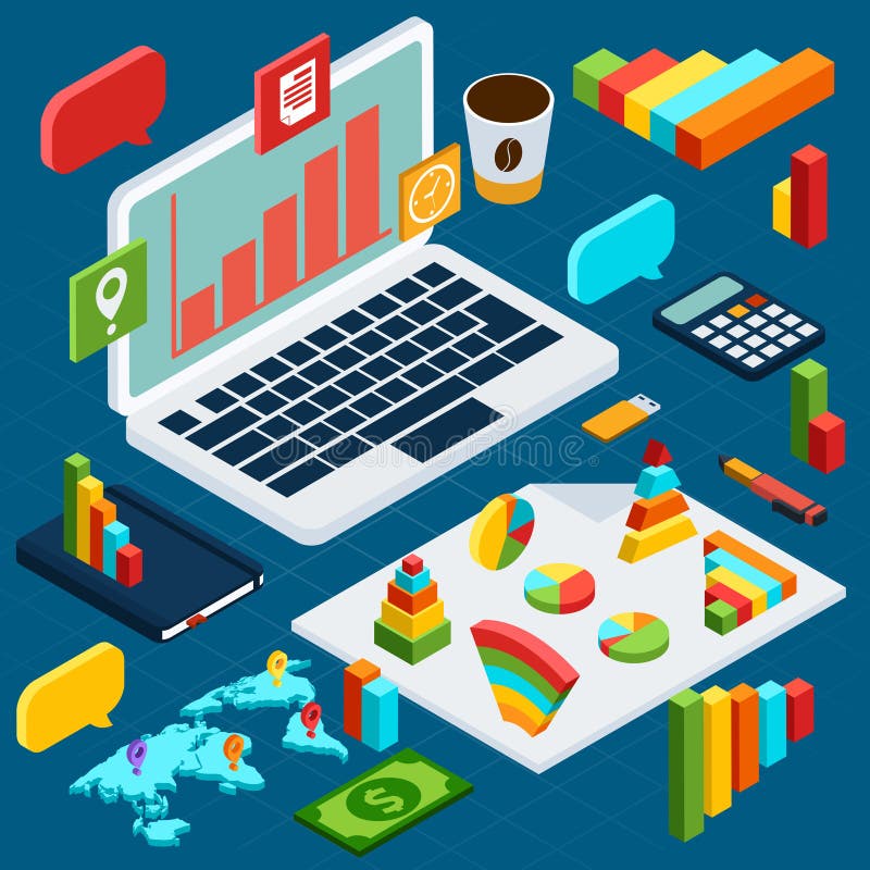 Isometric dane analiza infographic ilustracja wektor Isometric dane analiza infographic ilustracja wektor