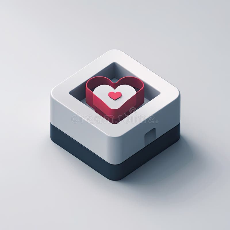 Isometric depiction of a box with heart inside royalty free illustration