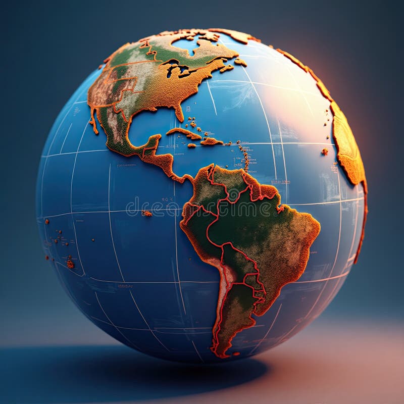 An isometric depiction of a world globe vector illustration