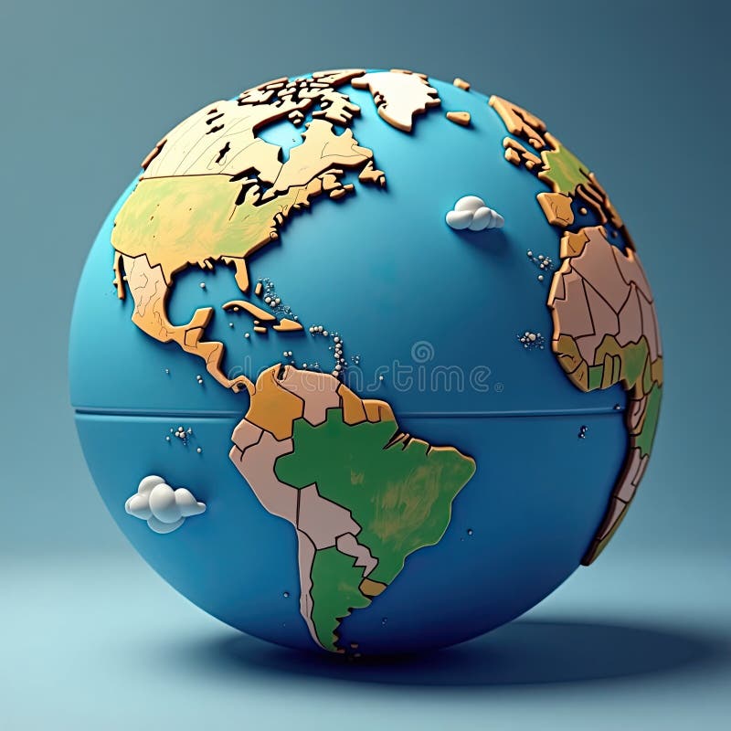 An isometric depiction of a world globe stock illustration
