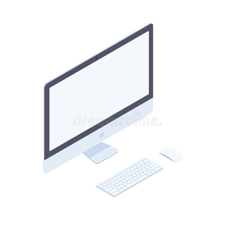 Isometric desktop computer isolated on white background. stock illustration Isometric desktop computer isolated on white background. stock illustration