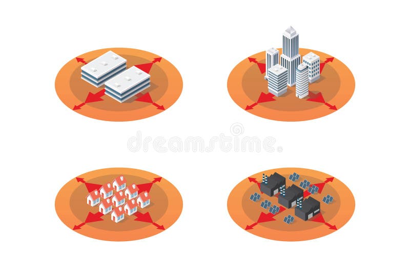 Isometric District Zoning Urbanization Stock Vector Illustration of
