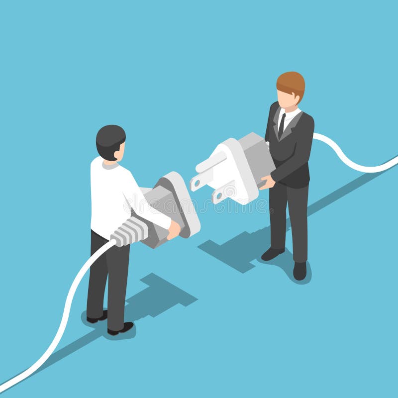 Isometric dwa biznesmenów złączona prymka wpólnie ilustracji Isometric dwa biznesmenów złączona prymka wpólnie ilustracji