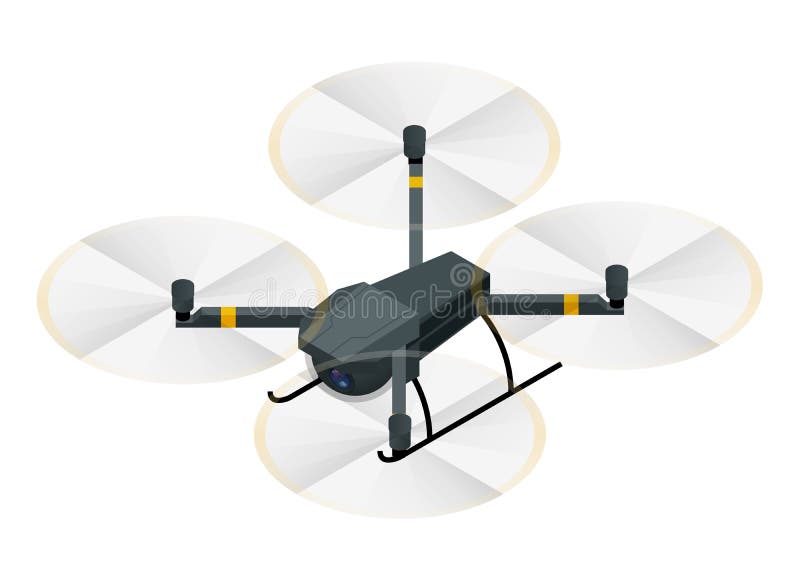 Isometric Electric wireless RC quadcopter drone with video and photo camera for aerial photography isolated on white stock illustration