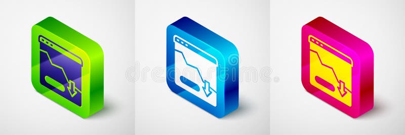 Isometric Financial Growth Decrease Icon Isolated on Grey Background ...