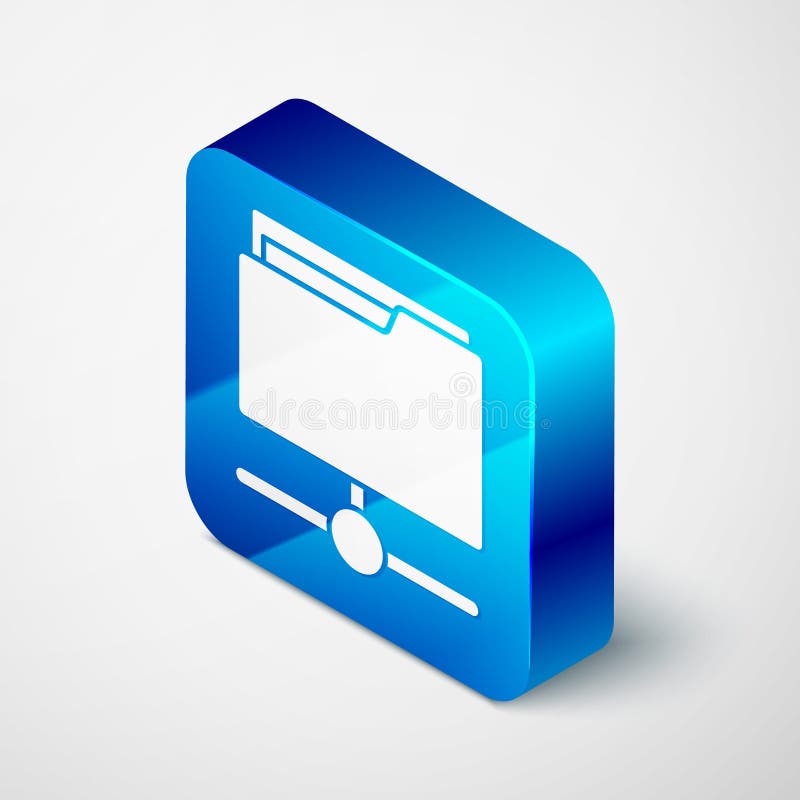 Isometric FTP folder icon isolated on grey background. Software update, transfer protocol, router, teamwork tool vector illustration