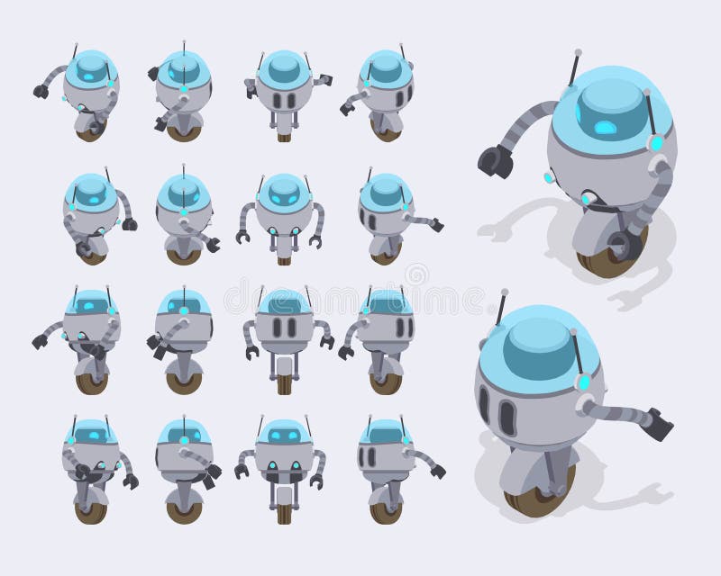 Isometric futuristic robot vector illustration