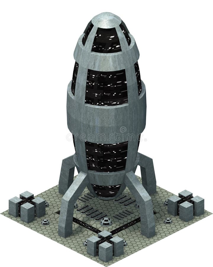 Isometric futurystyczna fantastyka naukowa architektura, astronautyczny miasto budynek świadczenia 3 d ilustracji Isometric futurystyczna fantastyka naukowa architektura, astronautyczny miasto budynek świadczenia 3 d ilustracji