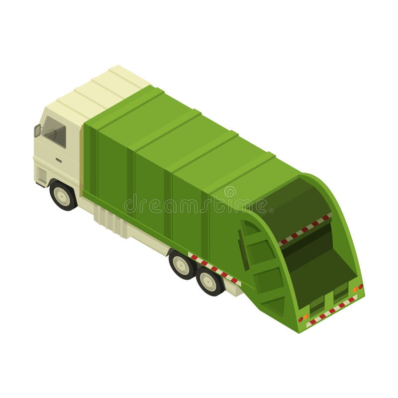 Isometric garbage truck stock illustration. Illustration of special