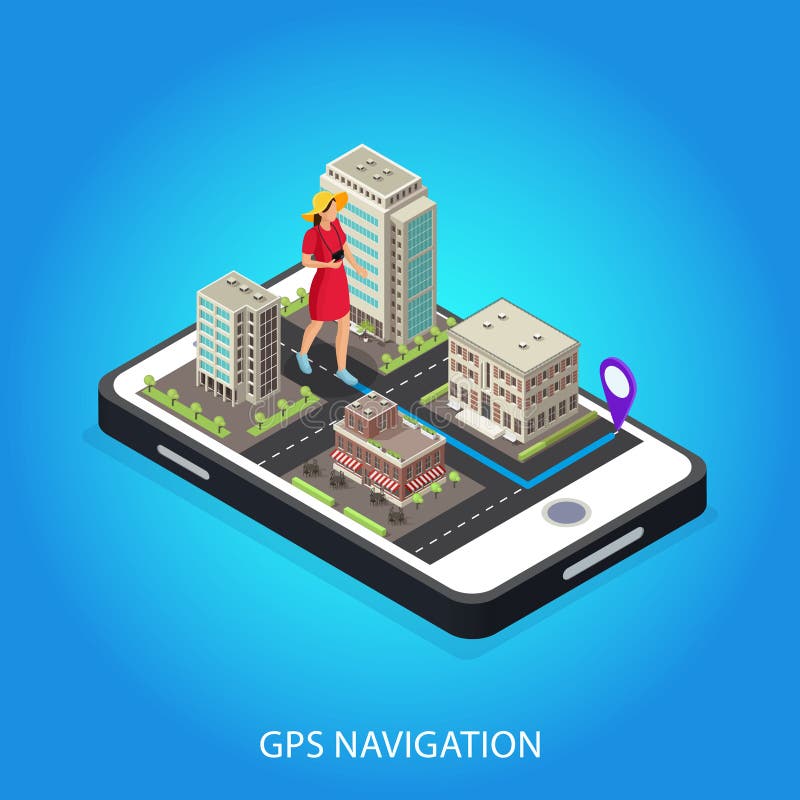 Isometric GPS Navigation Conceptual Template royalty free illustration