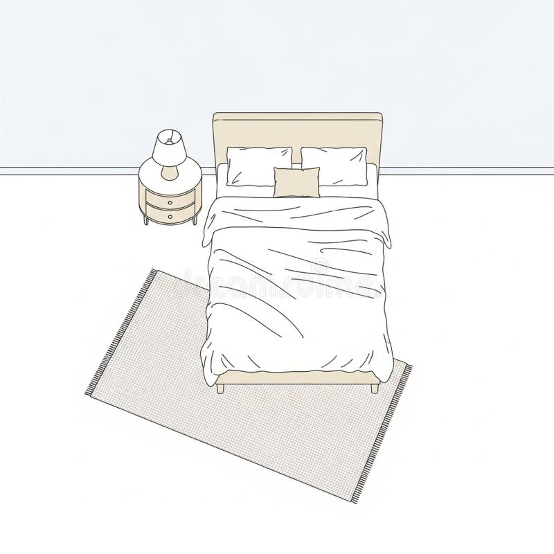 Isometric illustration of a simple bedroom setup. Features a doub royalty free illustration