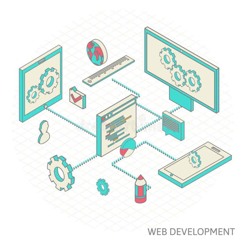 Isometric illustration of website analytics stock illustration Isometric illustration of website analytics stock illustration