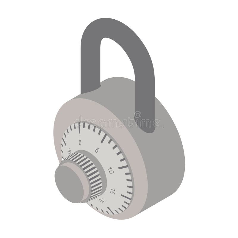 Isometric image of a padlock with code stock illustration