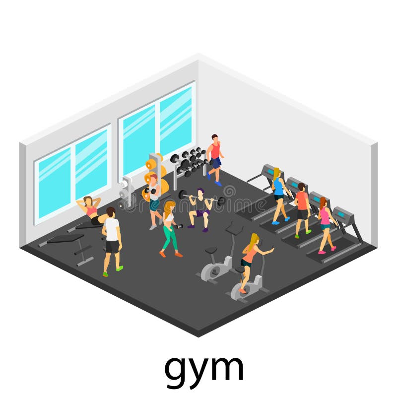 Isometric interior of gym stock illustration Isometric interior of gym stock illustration