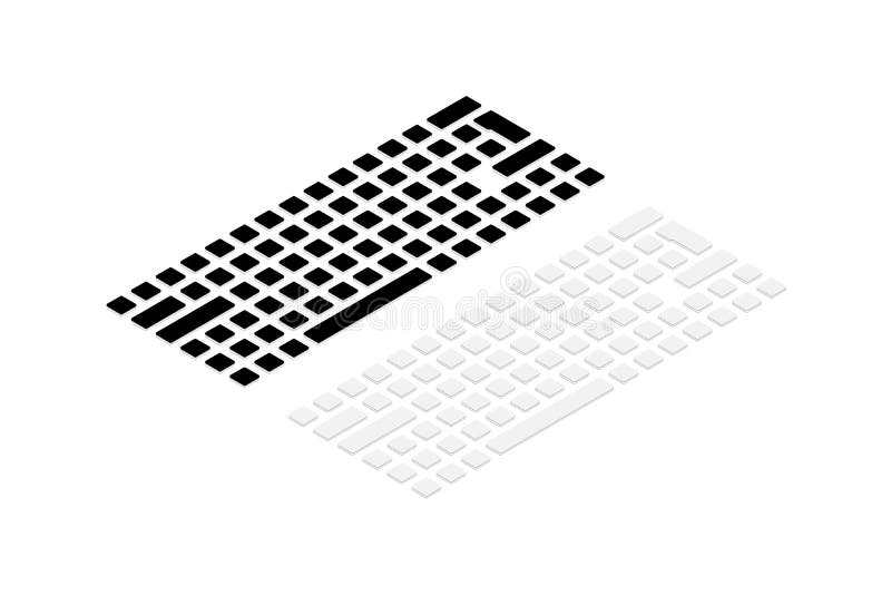 Isometric keyboard. 3d computer keyboard. Icons of buttons for pc. Buttons of qwerty, support, shift, ctrl, arrow, enter, wasd and royalty free illustration