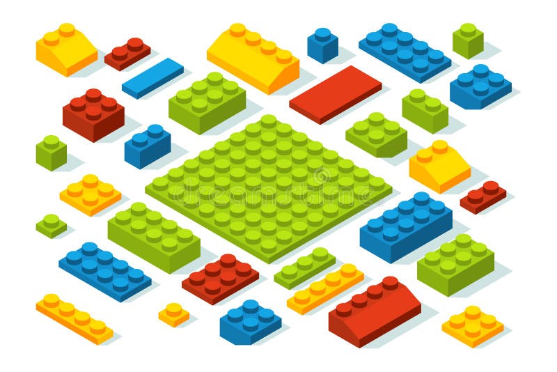 Isometric konstruktorów bloki przy różnymi kolorami ilustracja wektor Isometric konstruktorów bloki przy różnymi kolorami ilustracja wektor